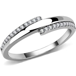 Jude Jewelers Stainless Steel Eternity Style Wedding Band Ring (Silver, 7)