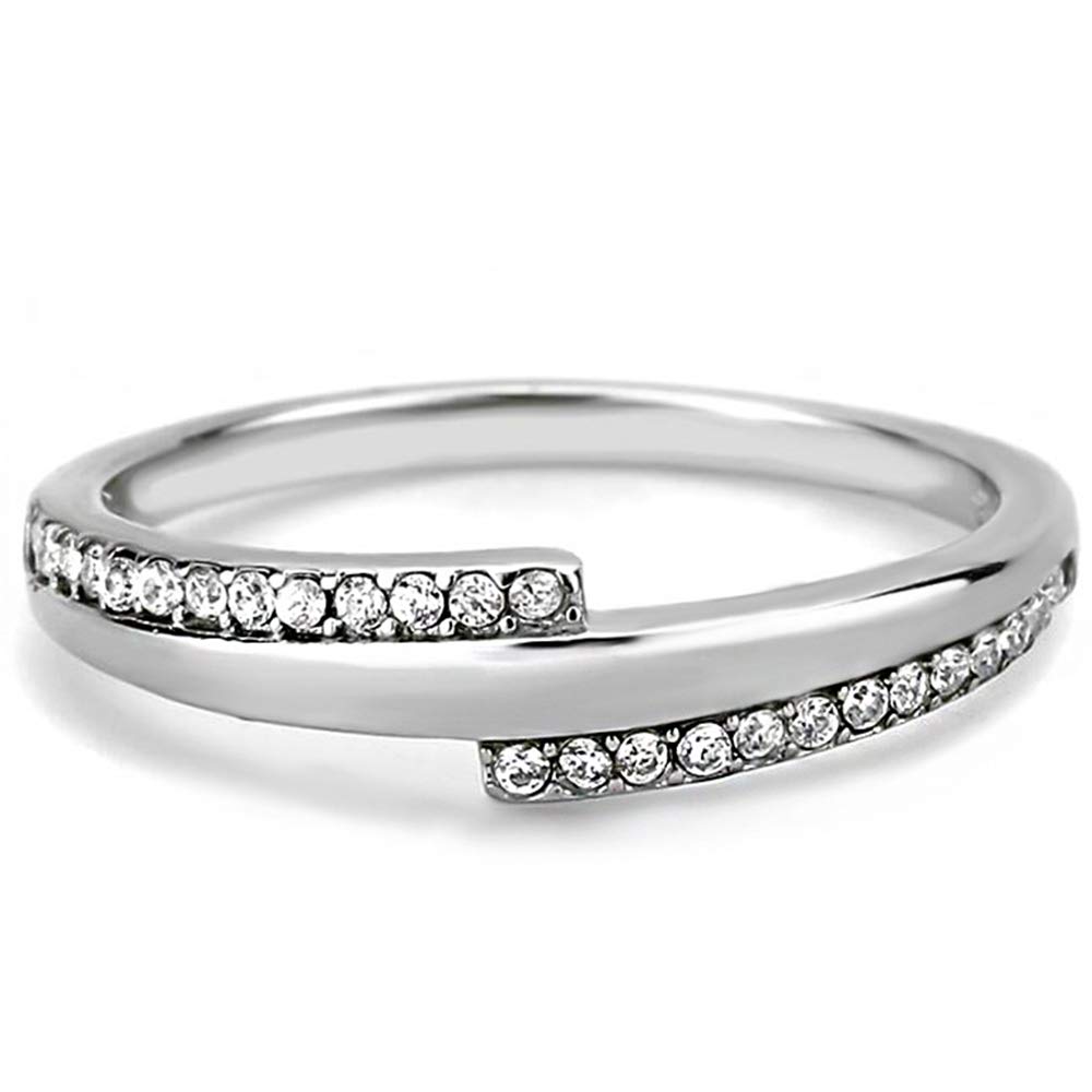 Jude Jewelers Stainless Steel Eternity Style Wedding Band Ring (Silver, 7)