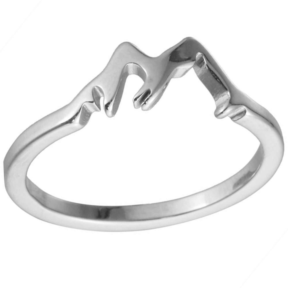 Jude Jewelers Stainless Steel Mountain Style Statement Promise Anniversary Ring (Silver, 5)