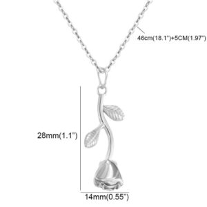 Jude Jewelers Stainless Steel Rose Flower Style Statement Pendant Party Necklace (Silver)