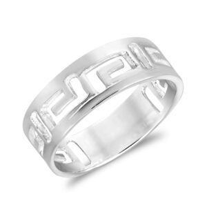 AeraVida Meander Greek Key Style Band .925 Sterling Silver Ring | Unisex Cool Greek Pattern Casual Silver Ring | Anniversary Jewelry Gift for All Occasion | Size (6)