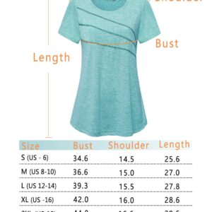 MISS FORTUNE Womens Yoga Tops Short Sleeve Loose Fit Funny Cool Shirt Activewear Tunics Exercise Wear Plus Size Workout Clothes for Women 2X Blue