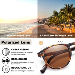 CARFIA Retro Polarized Sunglasses for Women Small and Medium Face UV Protection, Handcrafted Acetate Frame Sunnies CA5285