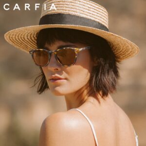 CARFIA Retro Polarized Sunglasses for Women Small and Medium Face UV Protection, Handcrafted Acetate Frame Sunnies CA5285