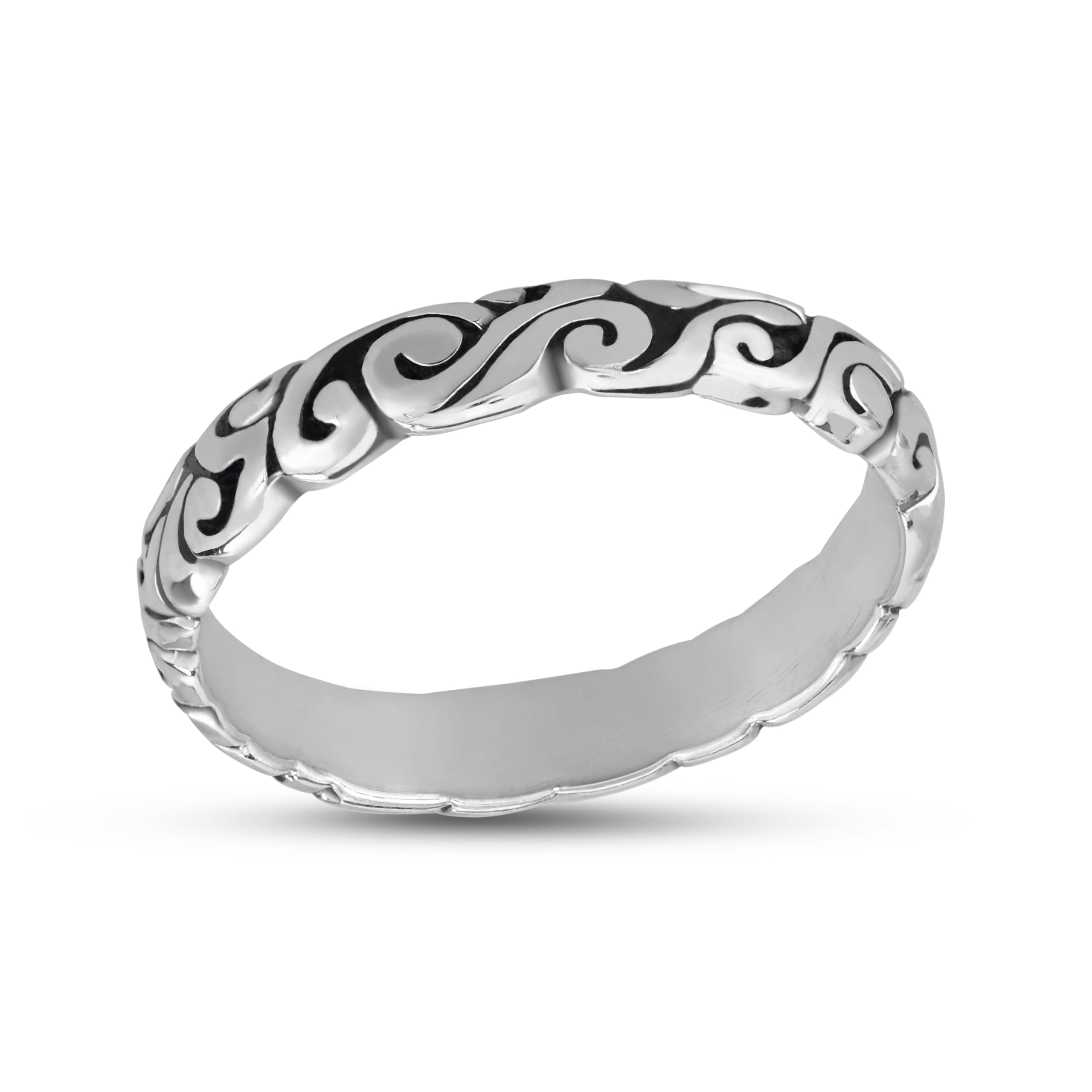 AeraVida Delicate Filigree Swirls and Accents .925 Sterling Silver Band Ring Sizes 6-9 for Versatile and Daily Fashion Accessories with a Cute and Trendy Vibe