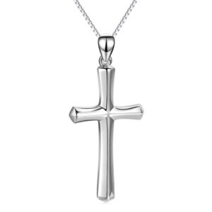 Cross Necklace Women Sterling Silver Religious Engraved Faith Hope Love Cross Pendant Necklace Jewelry Christmas Gifts for Women Unisex