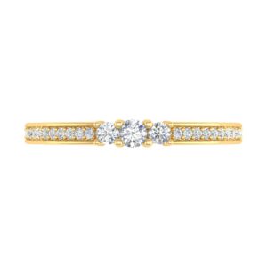 10k Yellow Gold 3-Stone Diamond Engagement Ring (0.22 Carat) - IGI Certified (Ring Size 5)