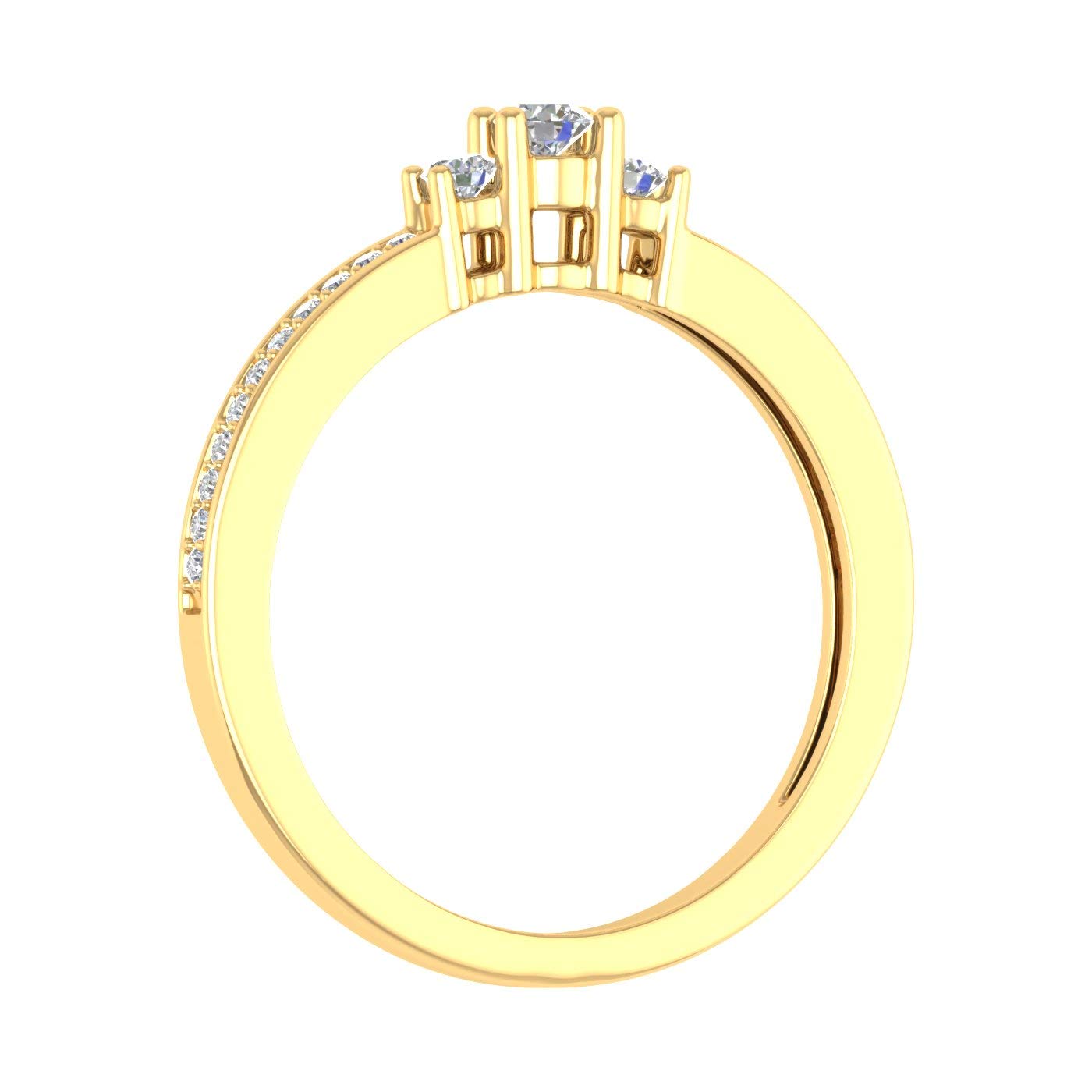 10k Yellow Gold 3-Stone Diamond Engagement Ring (0.22 Carat) - IGI Certified (Ring Size 5)