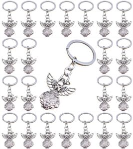 phaeton 50pcs silver tone guardian angel charm keychain key ring