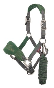 lemieux vogue fleece headcollar - halter & leadrope (hunter green - cob)