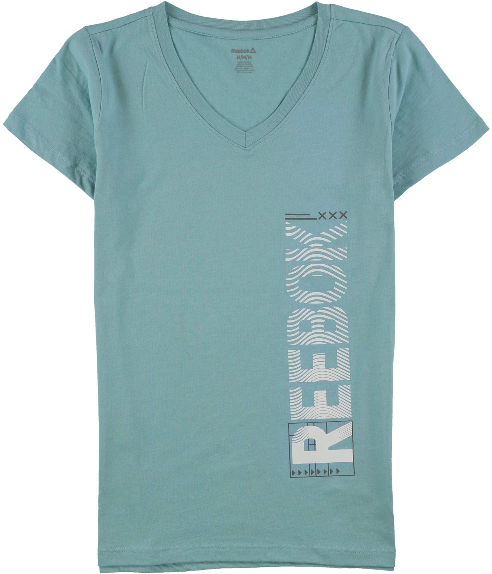 Reebok Womens Ondas Workout Graphic T-Shirt, Blue, Small