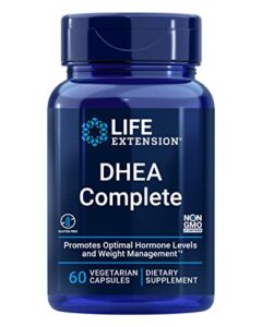 life extension dhea complete with 7-keto - maximize support of healthy body weight, mood, lean muscle mass, libido & more - non-gmo, gluten-free, vegetarian - 60 capsules