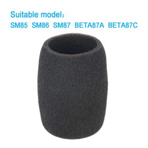 A85WS Black Foam Windscreen Pop Filter fits for SM85, SM86, SM87A，BETA87A, and BETA87C by SUNMON (2Packs)