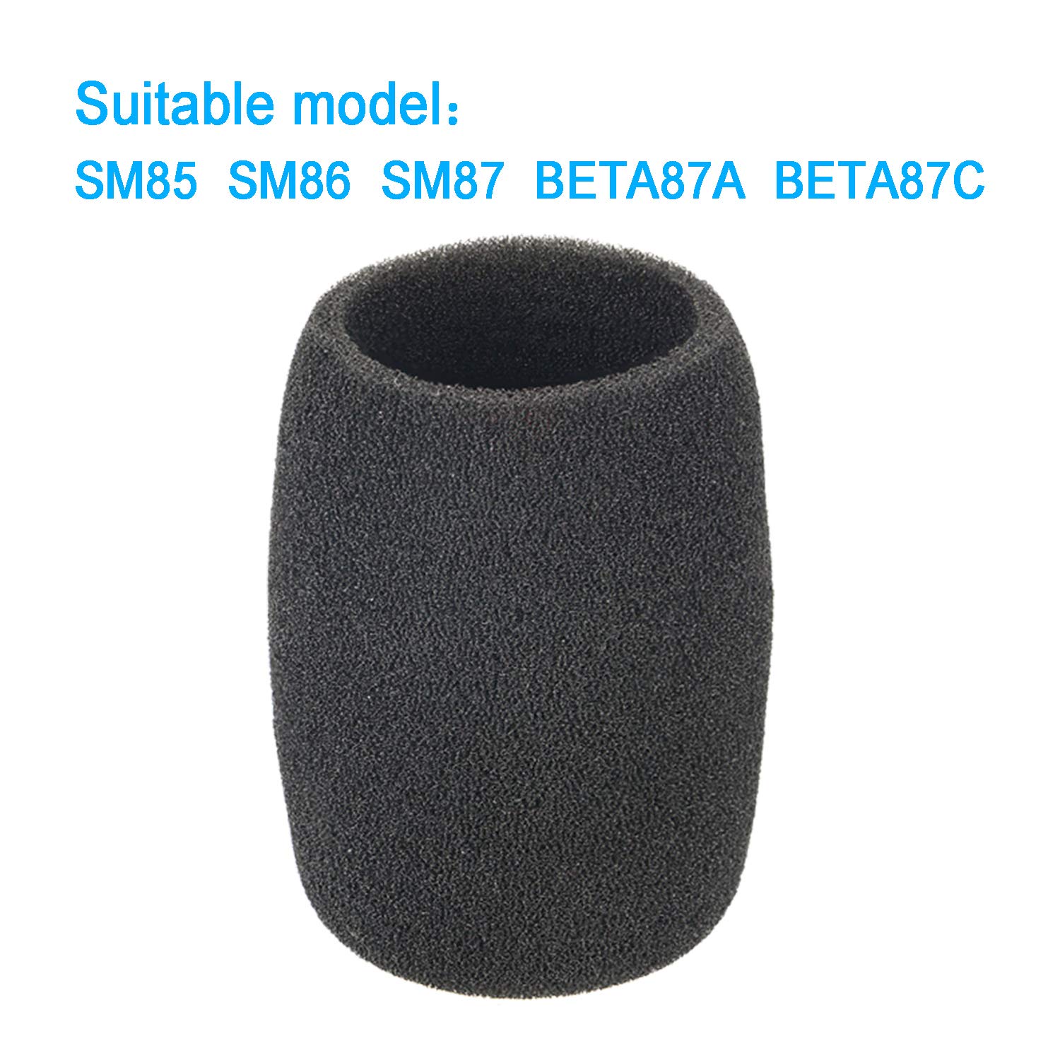 A85WS Black Foam Windscreen Pop Filter fits for SM85, SM86, SM87A，BETA87A, and BETA87C by SUNMON (2Packs)