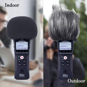 SUNMON Zoom H1n & H1 Recorder Foam, Outdoor Deadcat and Foam Pop Filter & Furry Windscreen Muff forIndoor Foam Cover Wind Shiled（2Pack）