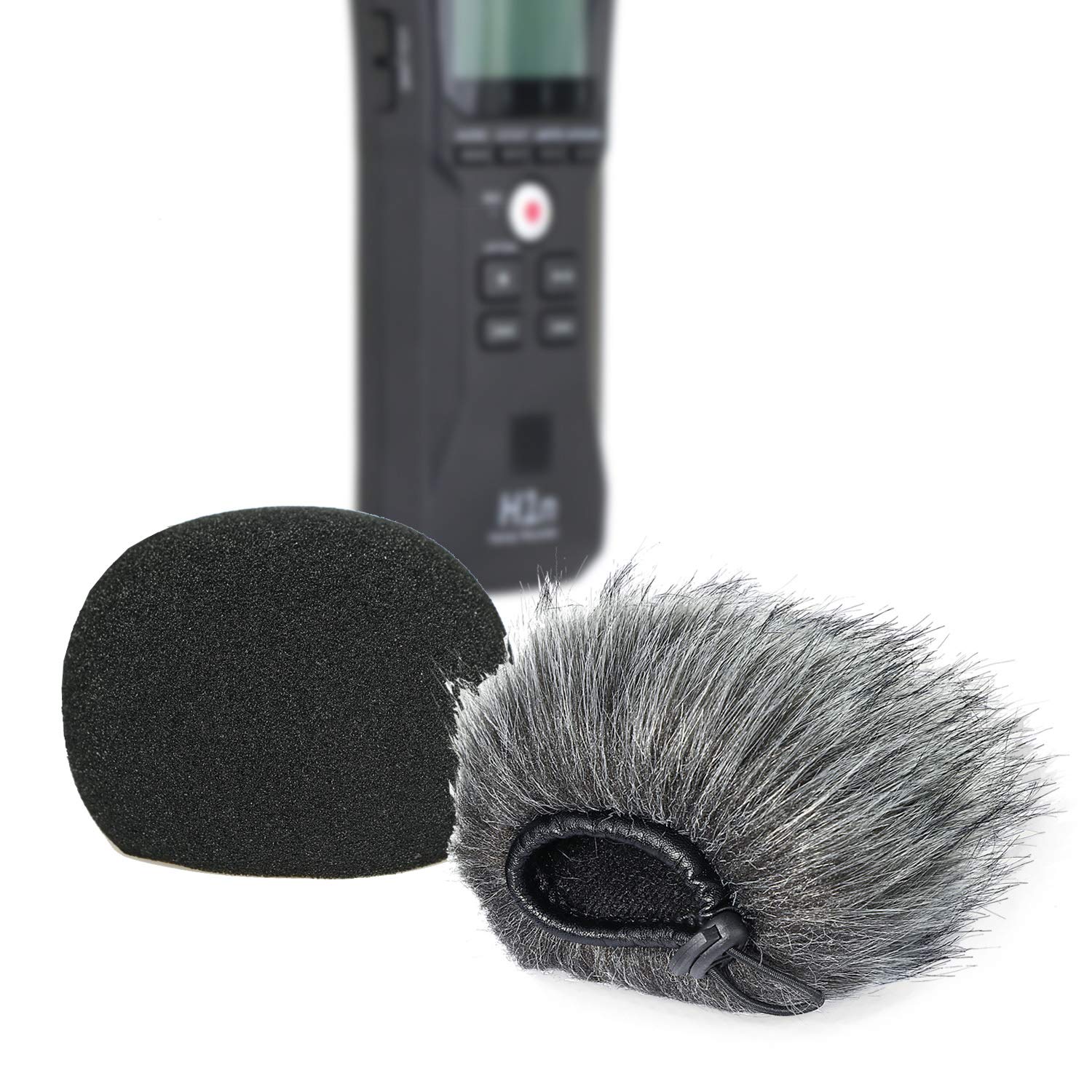 SUNMON Zoom H1n & H1 Recorder Foam, Outdoor Deadcat and Foam Pop Filter & Furry Windscreen Muff forIndoor Foam Cover Wind Shiled（2Pack）