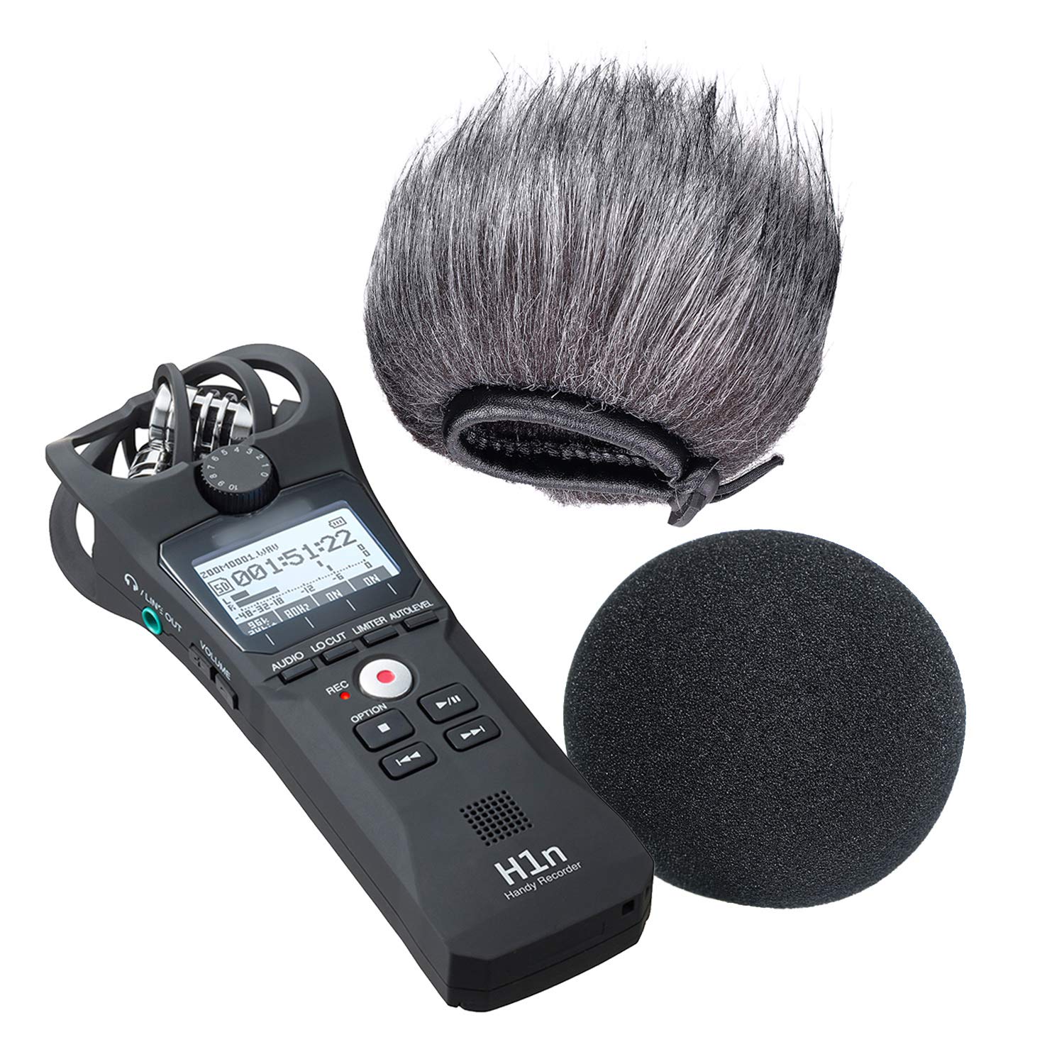 SUNMON Zoom H1n & H1 Recorder Foam, Outdoor Deadcat and Foam Pop Filter & Furry Windscreen Muff forIndoor Foam Cover Wind Shiled（2Pack）