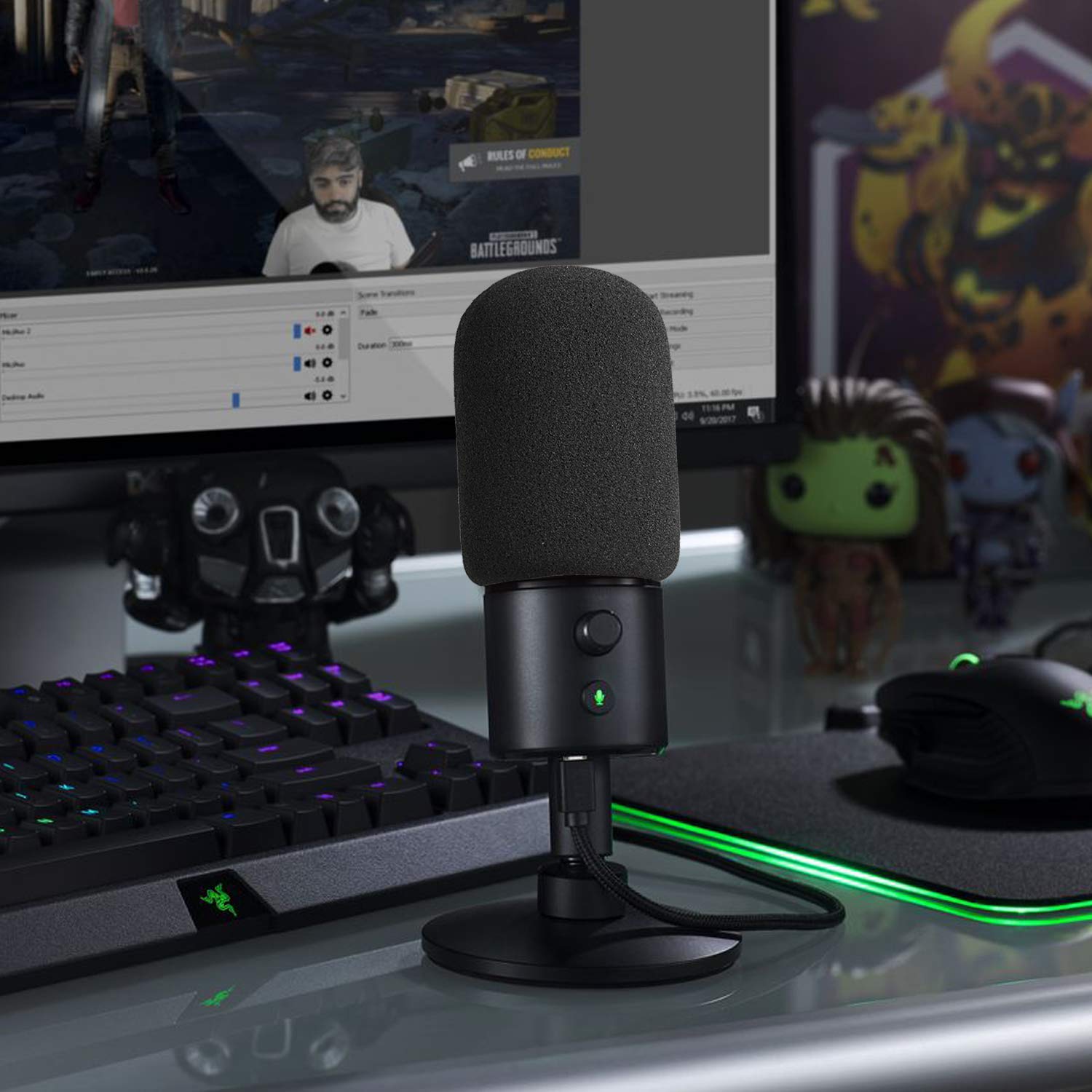 SUNMON Razer Seiren X Foam Windscreen, Mic Pop Filter/Shield Wind Cover fits Razer Seiren X USB Condenser Streaming Microphone