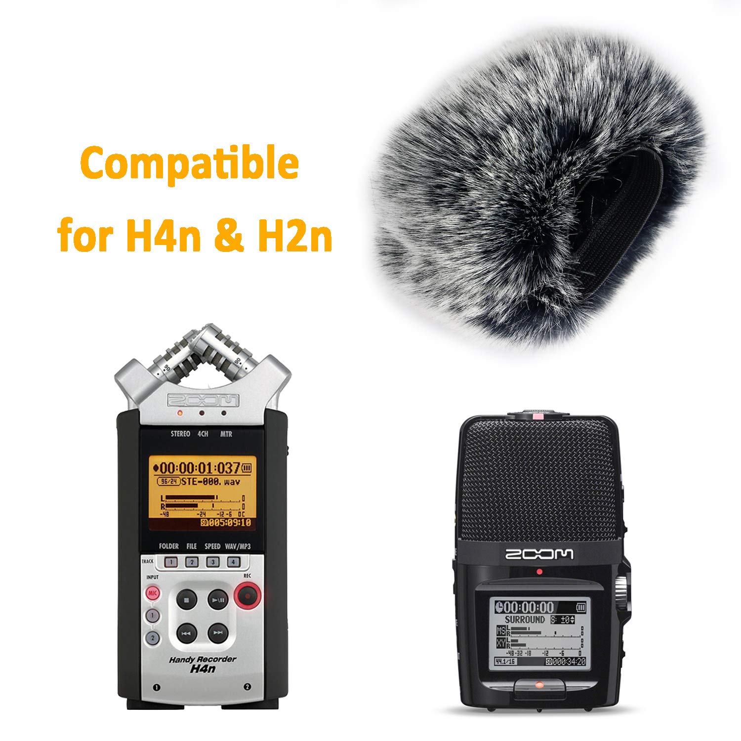 SUNMON Microphone Windscreen Muff for Zoom H4N Portable Digital Recorders - Outdoor Mic Windshield Wind Cover Pop Filter