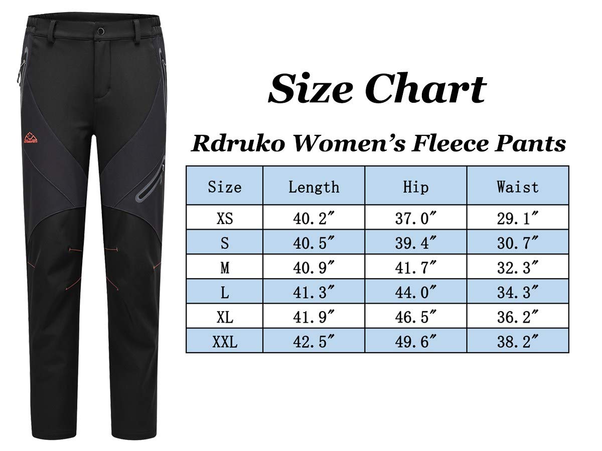 Rdruko Women's Snow Pants Waterproof Insulated Fleece Thermal Ski Hiking Snowboard Pants(Black, US S)