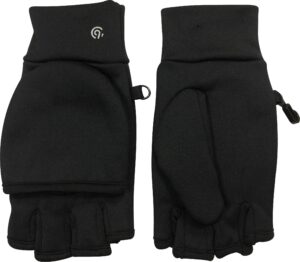 c9 champion womens flip top mitten and fingerless cold weather gloves, black, one size us