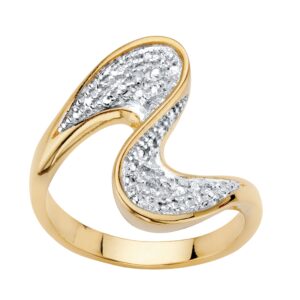 palmbeach yellow gold-plated genuine diamond accent freeform bypass ring sizes 6-10 size 7