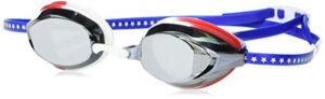 speedo unisex-adult swim goggles vanquisher extended view, mirrored red/white/blue/grey