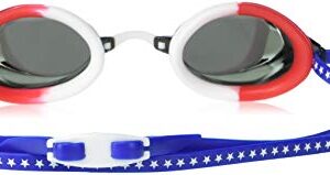 Speedo Unisex-Adult Swim Goggles Vanquisher Extended View, Mirrored Red/White/Blue/Grey