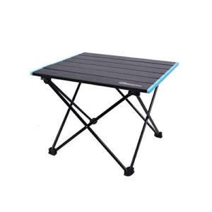 aoutacc portable folding camping table, lightweight foldable camp table collapsible aluminum hard-topped table top with carry bag for picnic cooking camping beach festival (black)