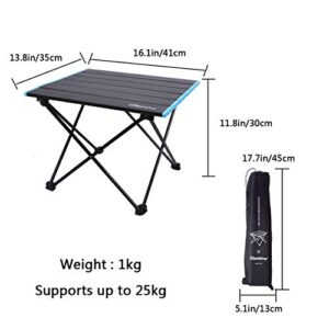 AOUTACC Portable Folding Camping Table, Lightweight Foldable Camp Table Collapsible Aluminum Hard-Topped Table Top with Carry Bag for Picnic Cooking Camping Beach Festival (Black)