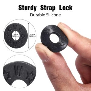 Blulu 12 Pieces Guitar Strap Locks Silicone Strap Locks Rubber Guitar Strap Blocks Guitar Protector (Black)