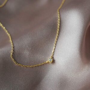 Tiny Gold Zirconia Necklace - Dainty Bling Necklace - Diamond Necklace - Choker Necklace - Handmade - Minimalist Jewelry