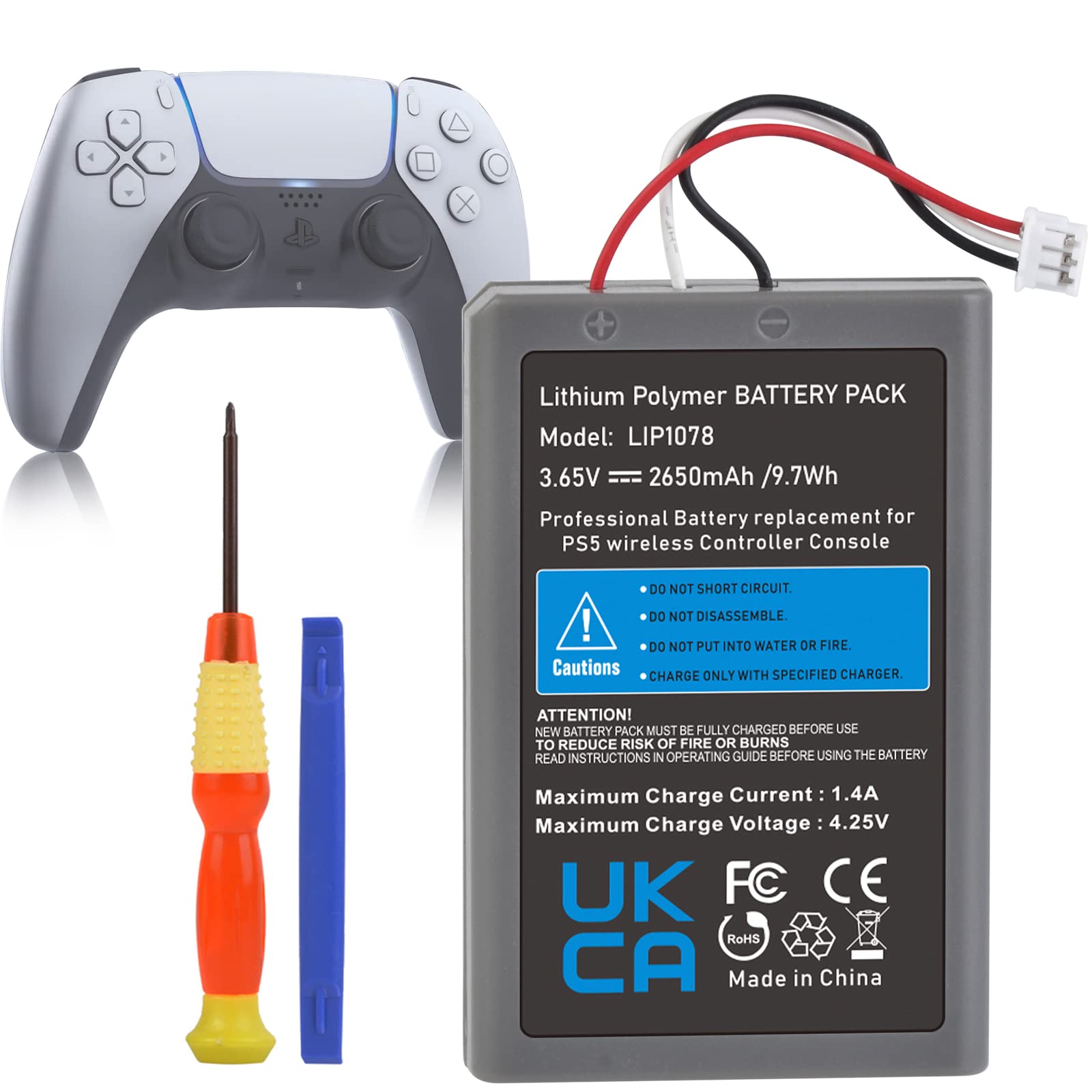 Pickle Power PS5 Controller Battery Replacement, 2650mAh LIP1708 Battery PS5 for Sony PS5 PlayStation 5 DualSense CFI-ZCT1W Wireless Controller