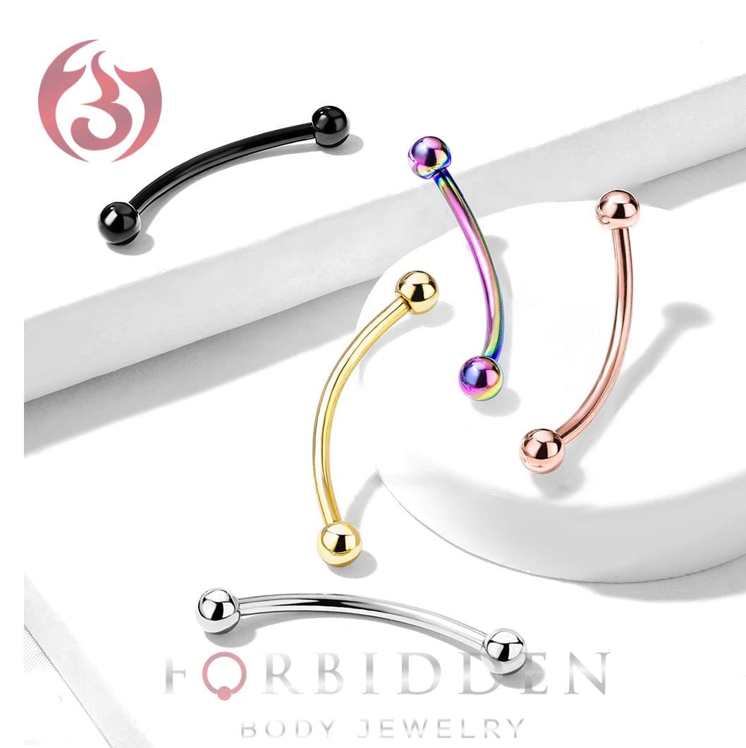 Forbidden Body Jewelry Snake Eyes Piercing Jewelry Tongue, Conch, Belly Button or Eyebrow Rings for Women & Men - 16g Curved Barbell 3mm Solid Ball Ends Surgical Steel Piercing Silver (1 Pc - 5/8")