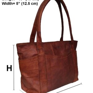 Madosh Womens Valentine Gift Shoulder Handbag Genuine Leather Brown Tote Everyday Ladies Purse Shopper Bag