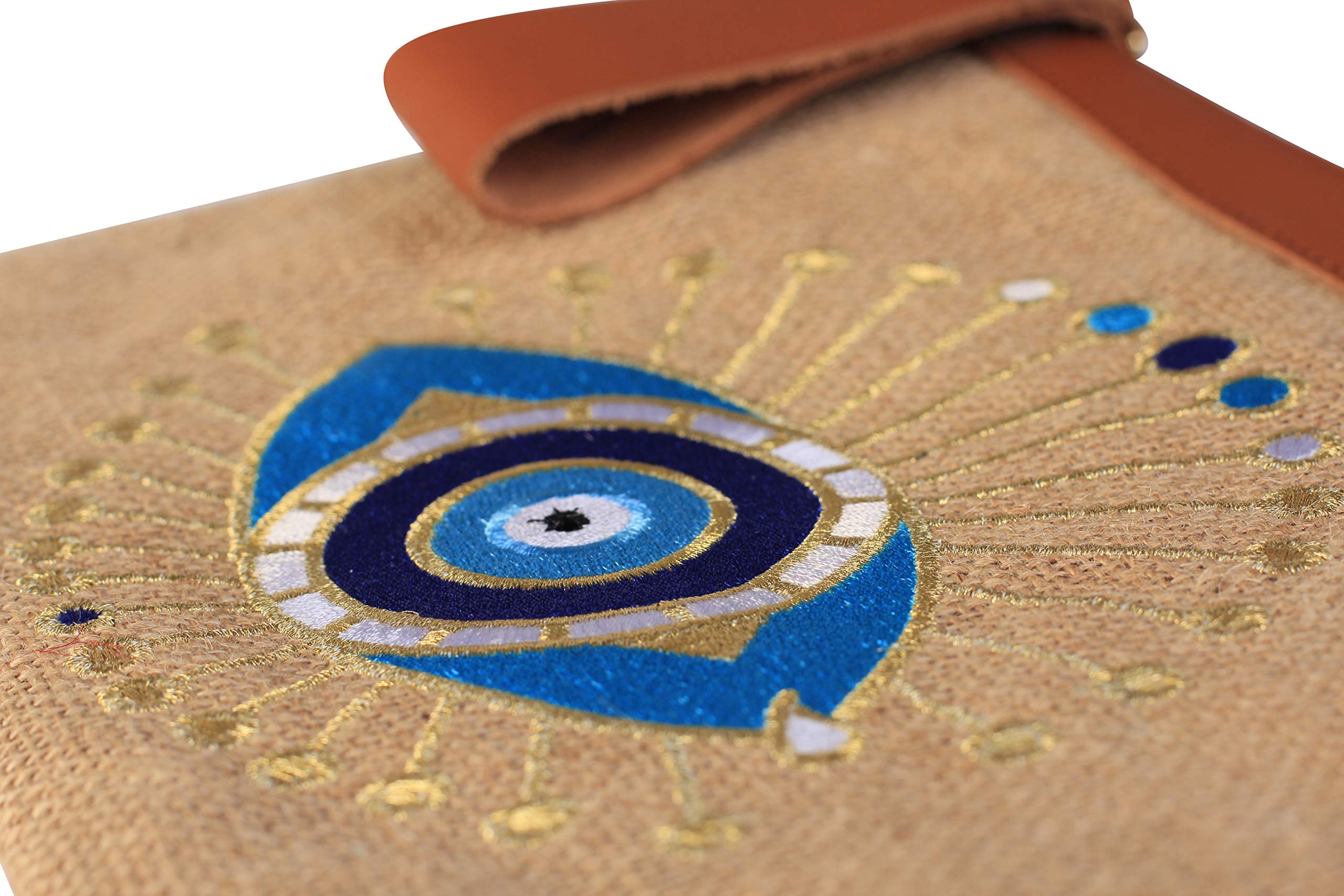 Evil Eye Embroidered Women Jute Clutch Bag Sun Beach Summer Style