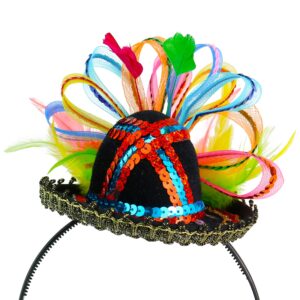 Skeleteen Womens Fiesta Sombrero Headband - Mexican Fancy Fascinator Girls Hair Accessories for Kids and adults