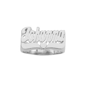 Lee107dZ Personalized Gold 9mm Medium Size Script Letter and Pave Cut Tail Name Ring (Yellow-Gold 10k, 7.5)