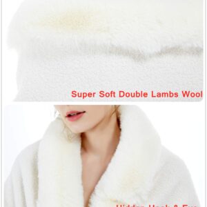 Faux Fur Shawl Wrap Bridal Cape Bridesmaids Stole Lambs Wool Shrug Winter Wedding with Fur Trim Ivory