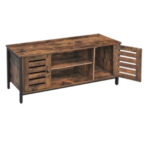 VASAGLE TV Stand for 50 Inches Televisions, Entertainment Center with Storage Shelves, Cabinet with Louvered Doors, 43.3‘’, Rustic Brown