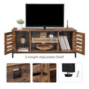 VASAGLE TV Stand for 50 Inches Televisions, Entertainment Center with Storage Shelves, Cabinet with Louvered Doors, 43.3‘’, Rustic Brown