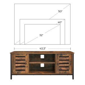 VASAGLE TV Stand for 50 Inches Televisions, Entertainment Center with Storage Shelves, Cabinet with Louvered Doors, 43.3‘’, Rustic Brown