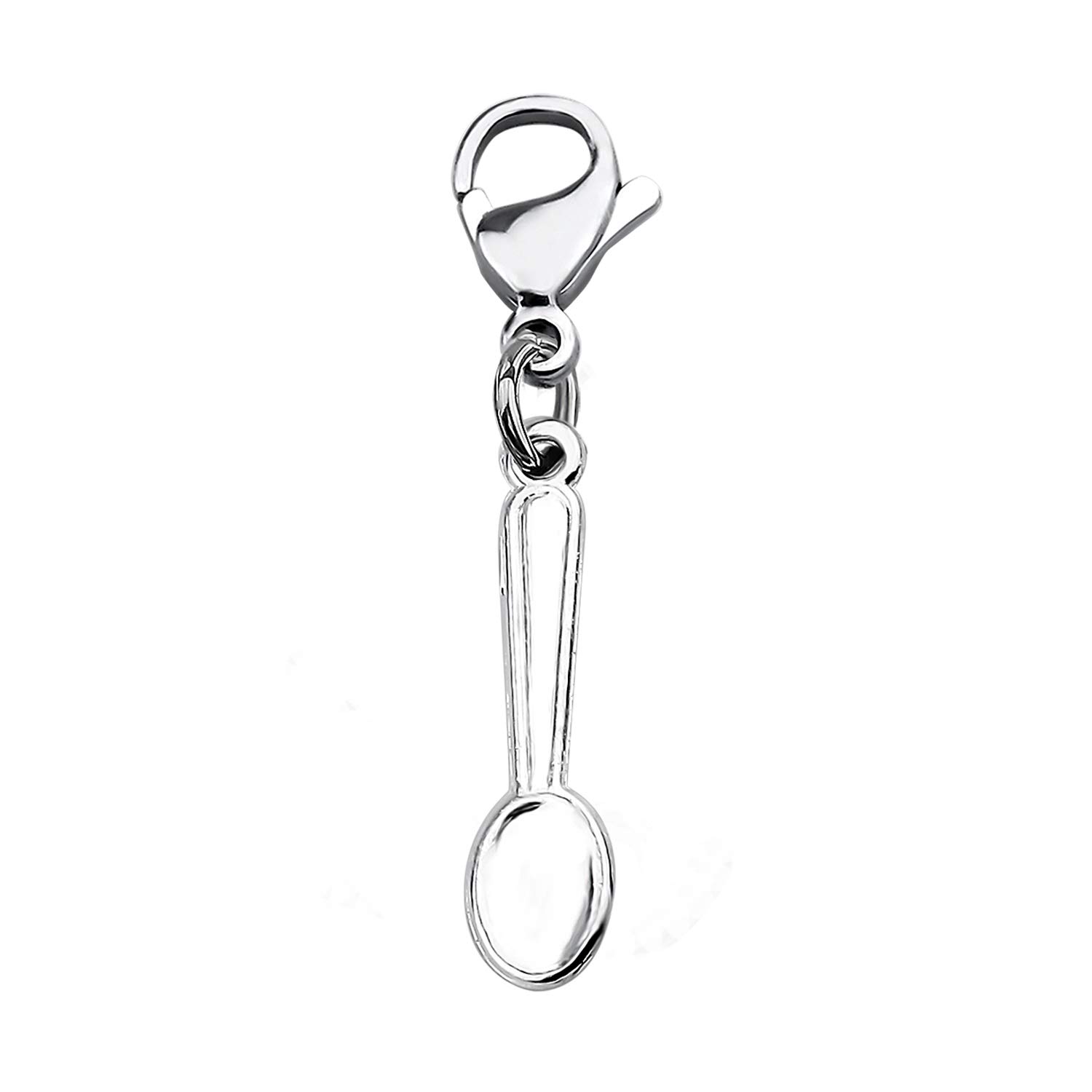 FEELMEM Spoon Charm Little Spoonnie Clip on Charm Zipper Pull Spoon Theory Jewelry Spoonnie Gift Tablespoon Spoon Pendant