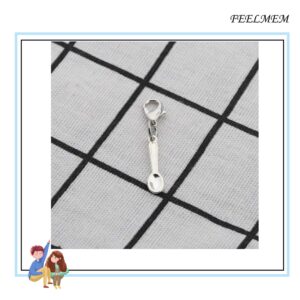 FEELMEM Spoon Charm Little Spoonnie Clip on Charm Zipper Pull Spoon Theory Jewelry Spoonnie Gift Tablespoon Spoon Pendant