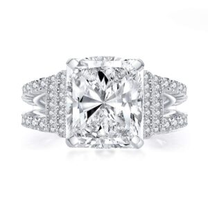 AINUOSHI 5 Carat Cushion Cut Cubic Zirconia CZ Vintage Promise Wedding Engagement Rings for Women Sterling Silver, Ring Sizes 5 to 8 (5)