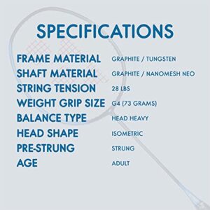 YONEX Smash Badminton Racquet (G4, 73 Grams, 28 lbs Tension) (Black Blue)