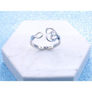 925 Sterling Silver Jewelry Engraved I Love You To The Moon and Back Love Heart Open Ring Size 7