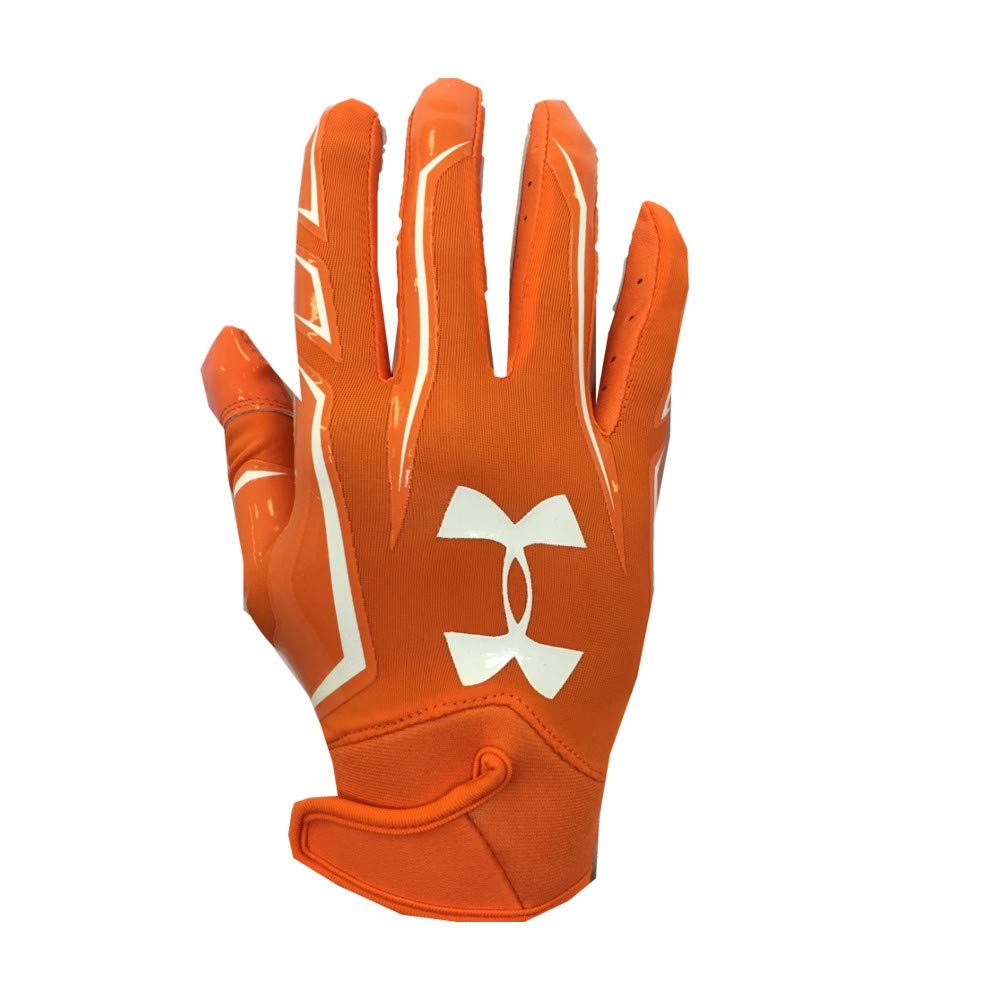 Under Armour New Mens F4 Deceit Receiver Football Gloves Orange Size 4XL