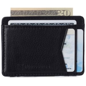 alpine swiss rfid minimalist oliver front pocket wallet for men leather york collection soft nappa black