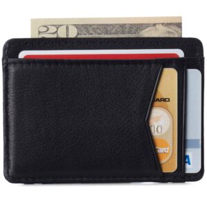 Alpine Swiss RFID Minimalist Oliver Front Pocket Wallet For Men Leather York Collection Soft Nappa Black